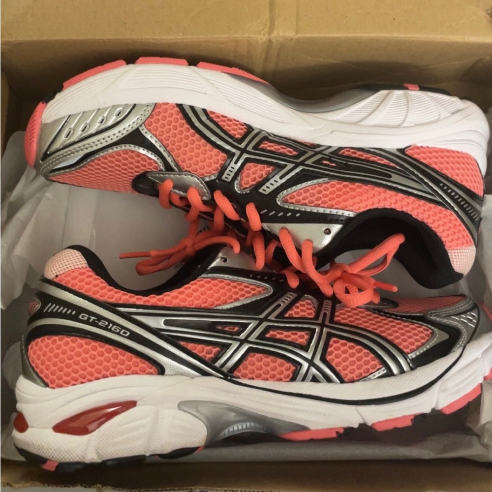 ASICS Women's GT-2160 Coral and Silver Athletic Shoes